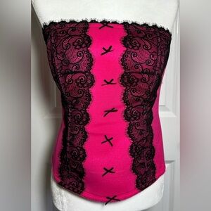 Cacique (Lane Bryant) bustier, size 18/20 (2X). Pink and Black.